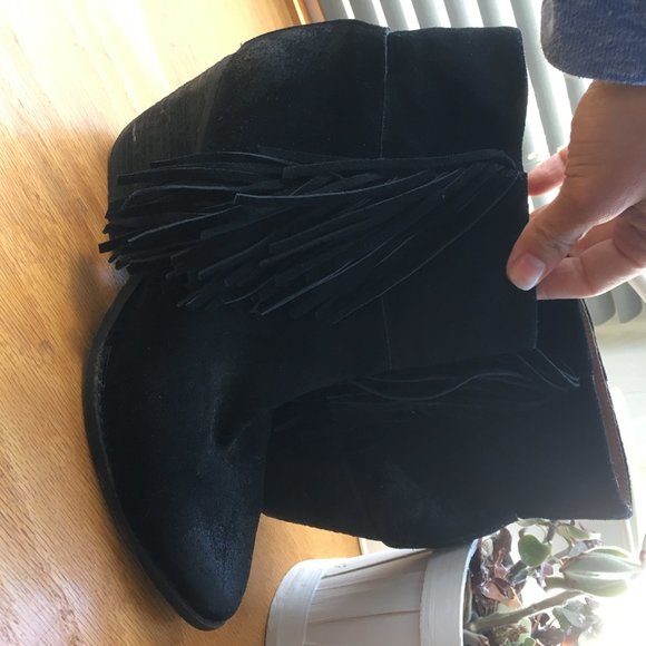 Jeffrey Campbell Fringe Roswell Booties Black Western Boot Size 8 - Picture 3 of 4